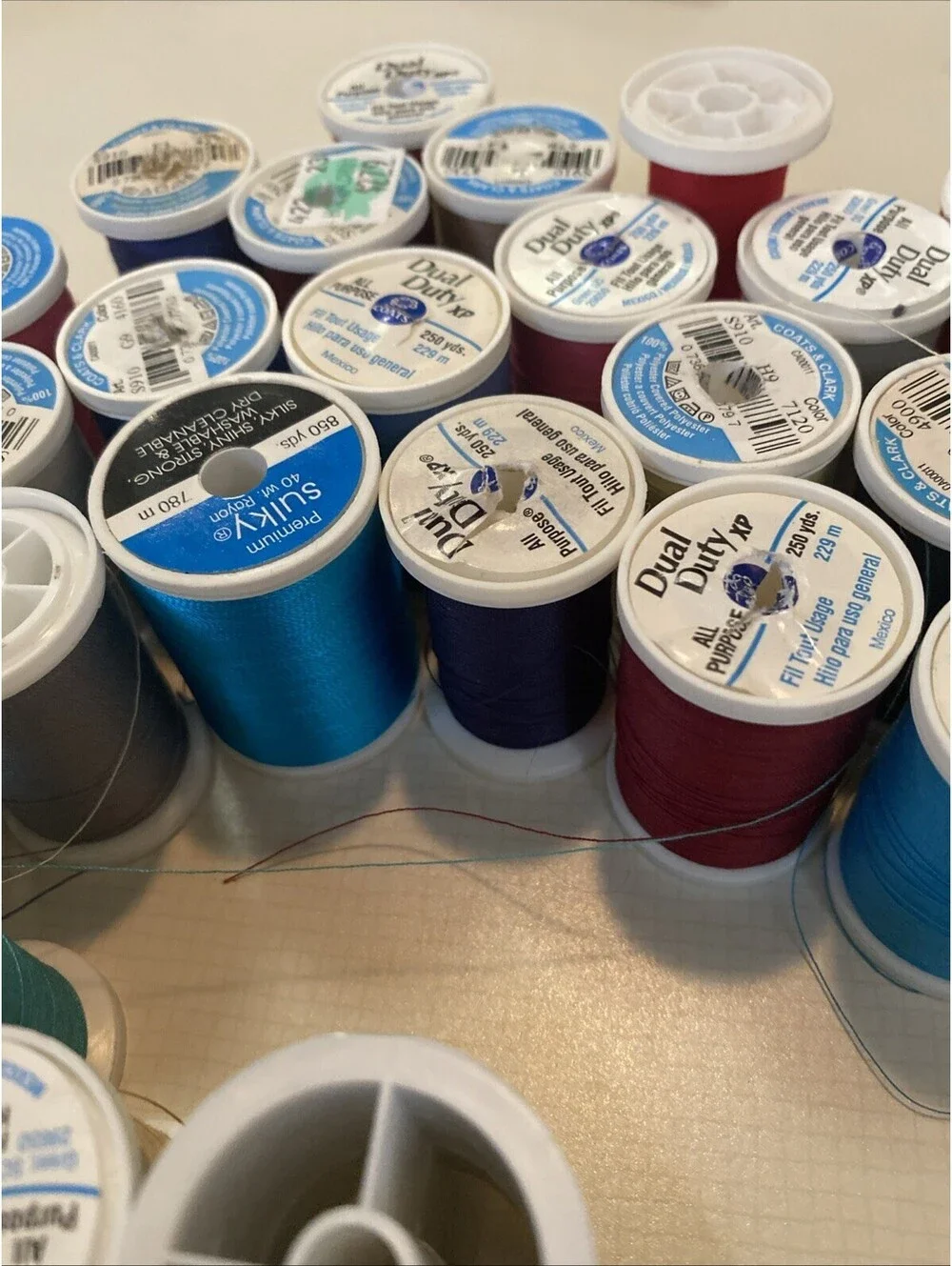 Mix Of Sewing Thread Heavy Duty And All Purpose Lot of 35 Assorted Color Spools
